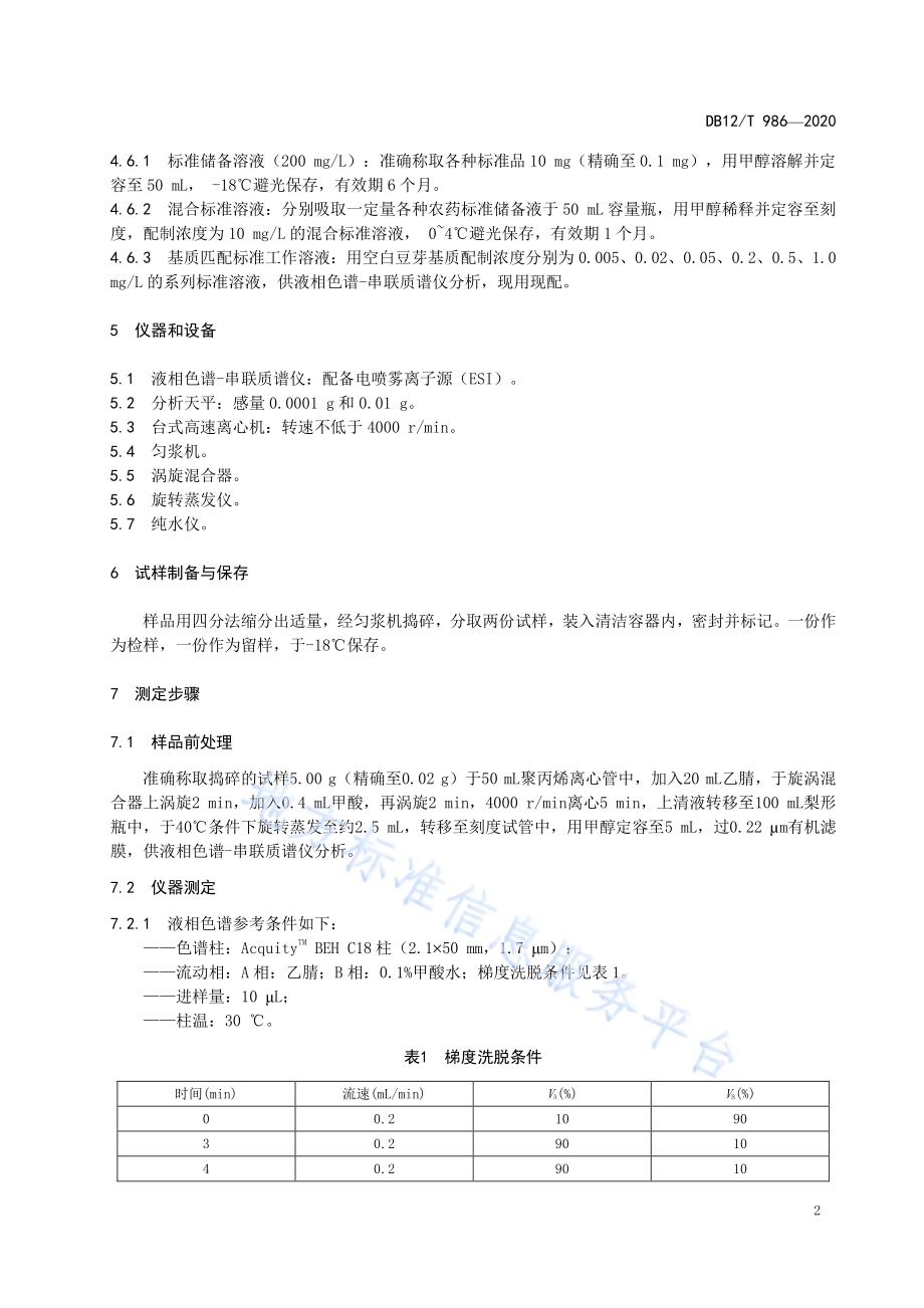 豆芽中 6-苄基腺嘌呤、4-氯苯氧乙酸钠、2,4-滴和赤霉素的测定 液相色谱-串联质谱法DB12／T 986—2020.pdf_第4页