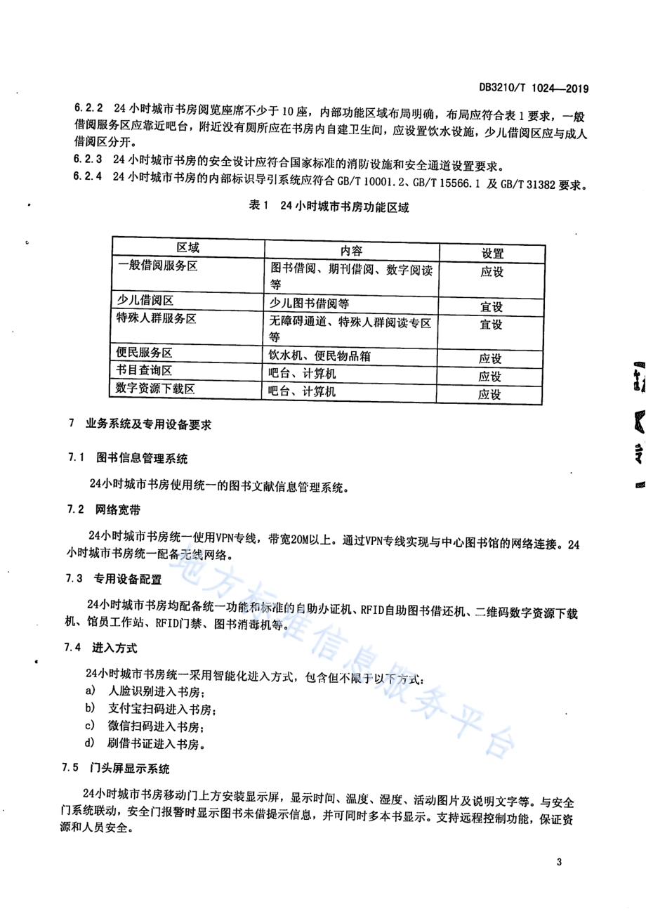 24小时城市书房建设运行服务规范DB3210／T 1024-2019.pdf_第5页