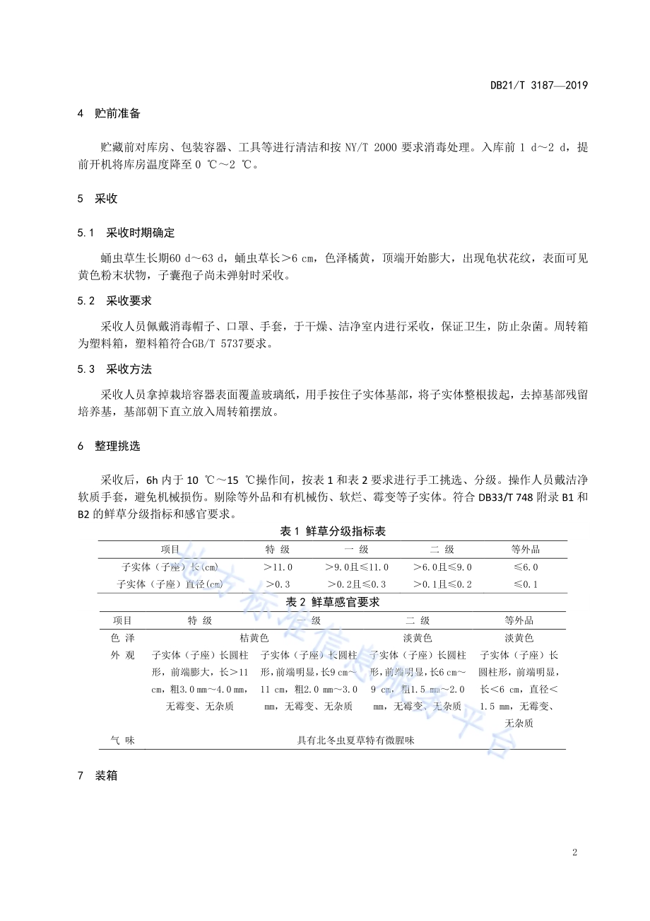 蛹虫草贮藏技术规程DB21／T 3187—2019.pdf_第4页