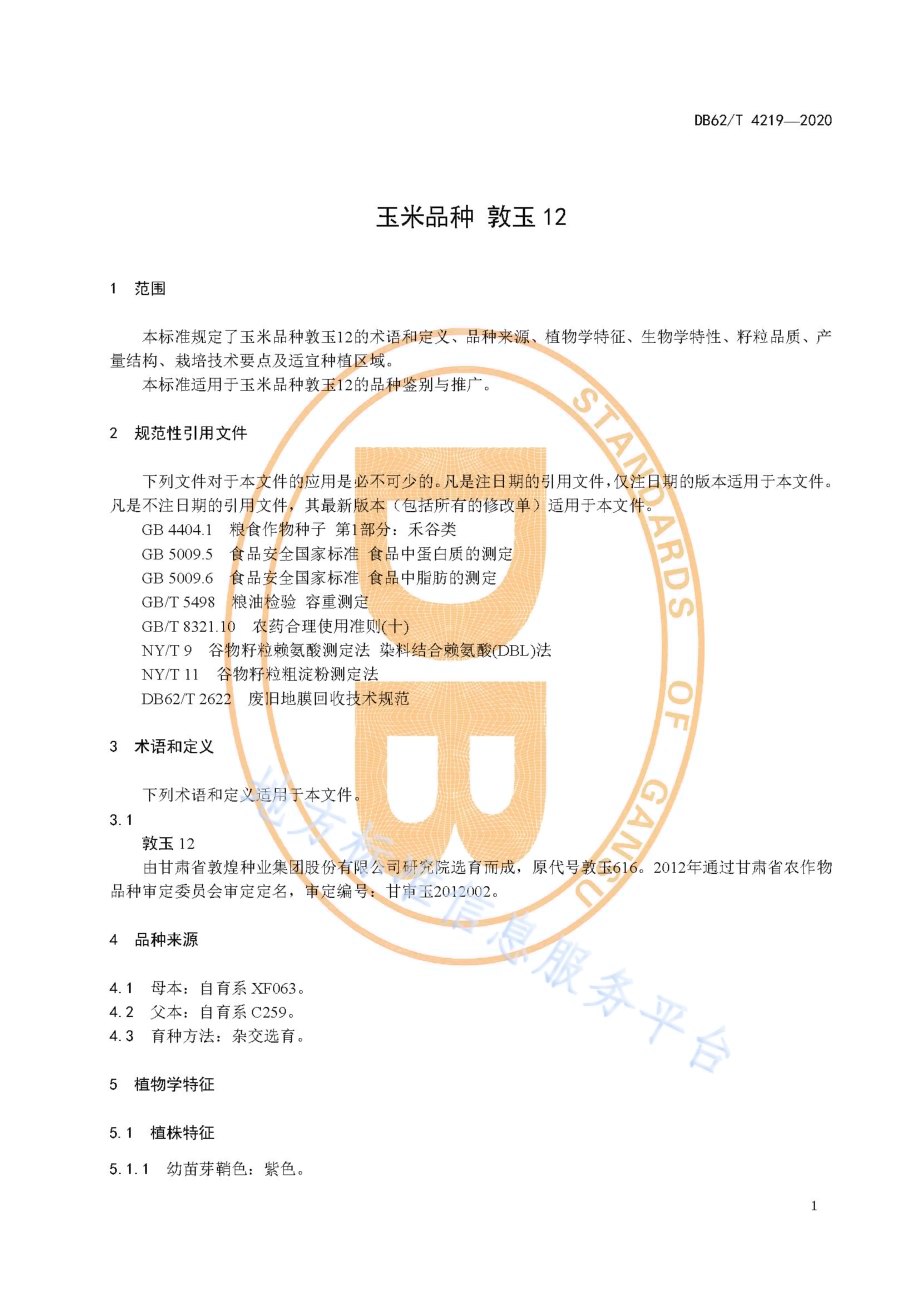 玉米品种 敦玉12DB62／T 4219-2020.pdf_第5页