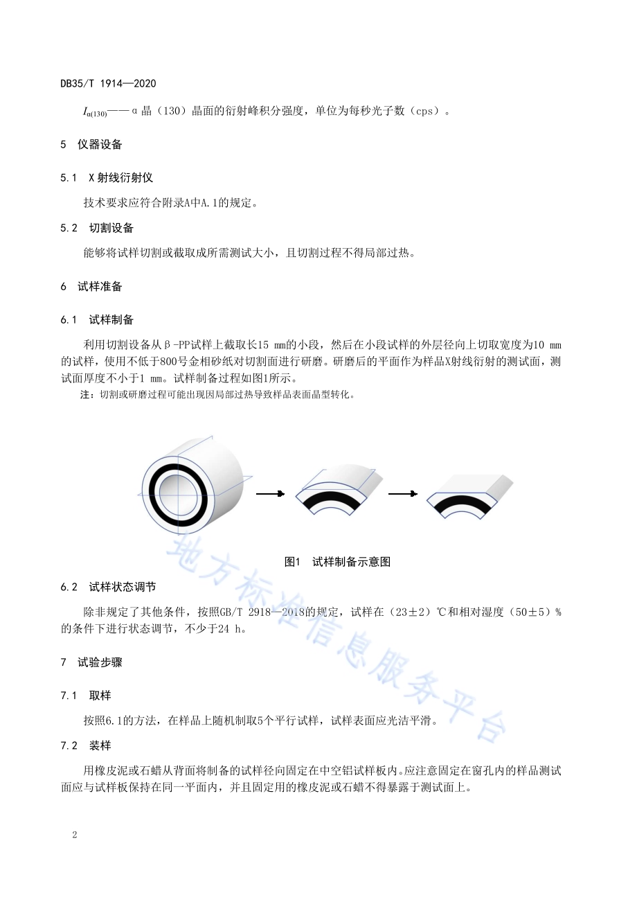 β晶型聚丙烯管材和管件中β晶含量的测定（X 射线衍射法）DB35／T 1914-2020.pdf_第5页