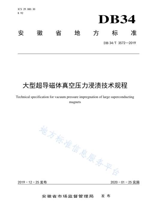 大型超导磁体真空压力浸渍技术规程DB34／T 3572-2019.pdf