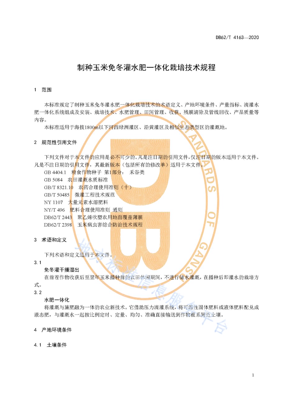 制种玉米免冬灌水肥一体化栽培技术规程DB62／T 4163-2020.pdf_第5页