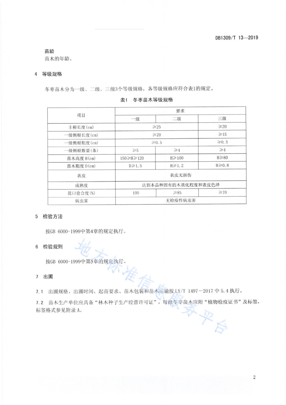 冬枣苗木等级规格DB1309／T 13-2019.pdf_第4页