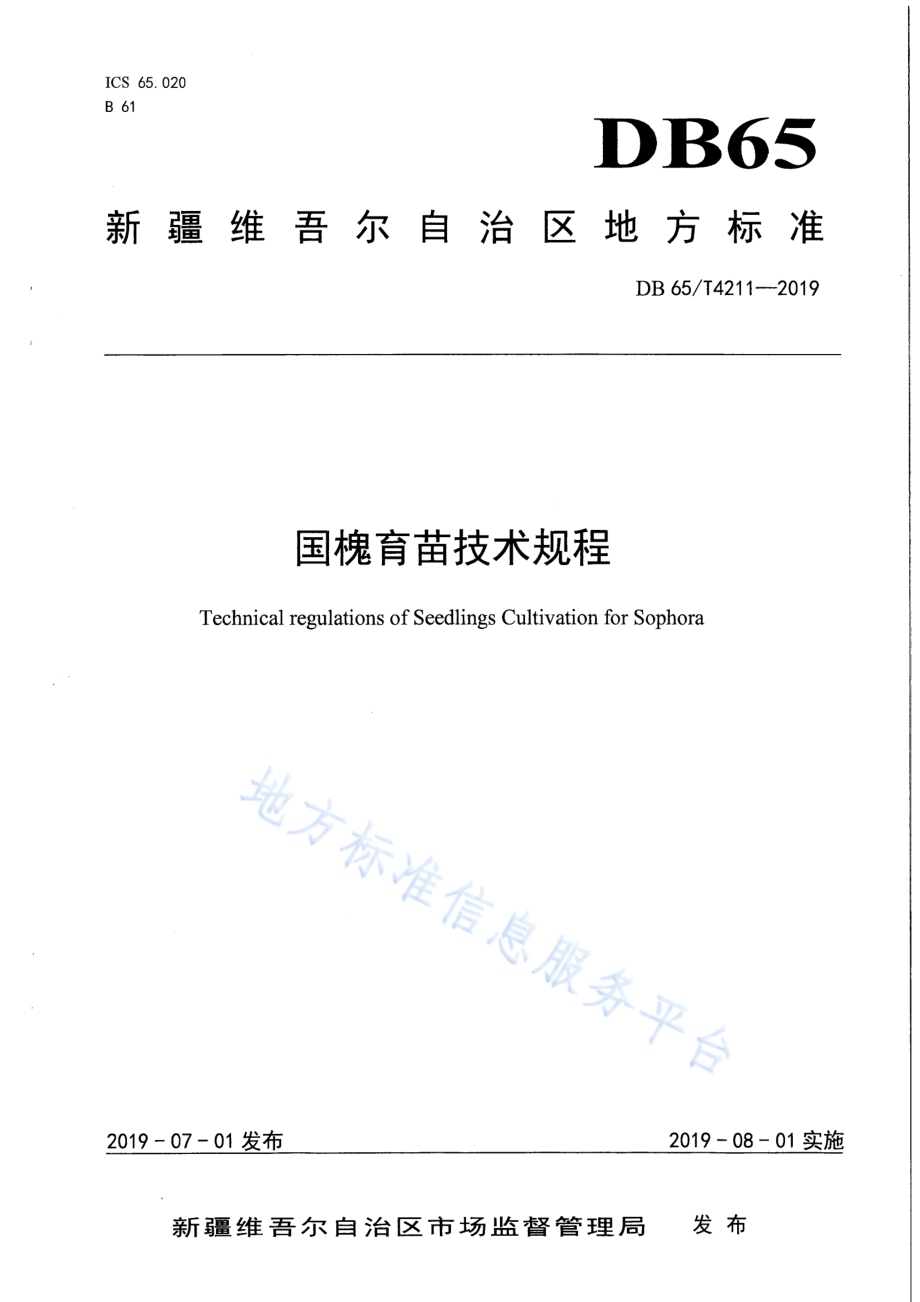 国槐育苗技术规程DB65／T 4211-2019.pdf_第1页
