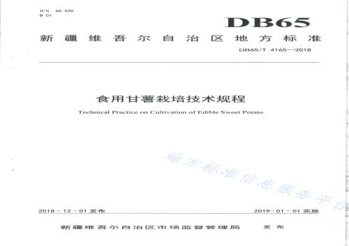 食用甘薯栽培技术规程DB65／T 4165-2018.pdf