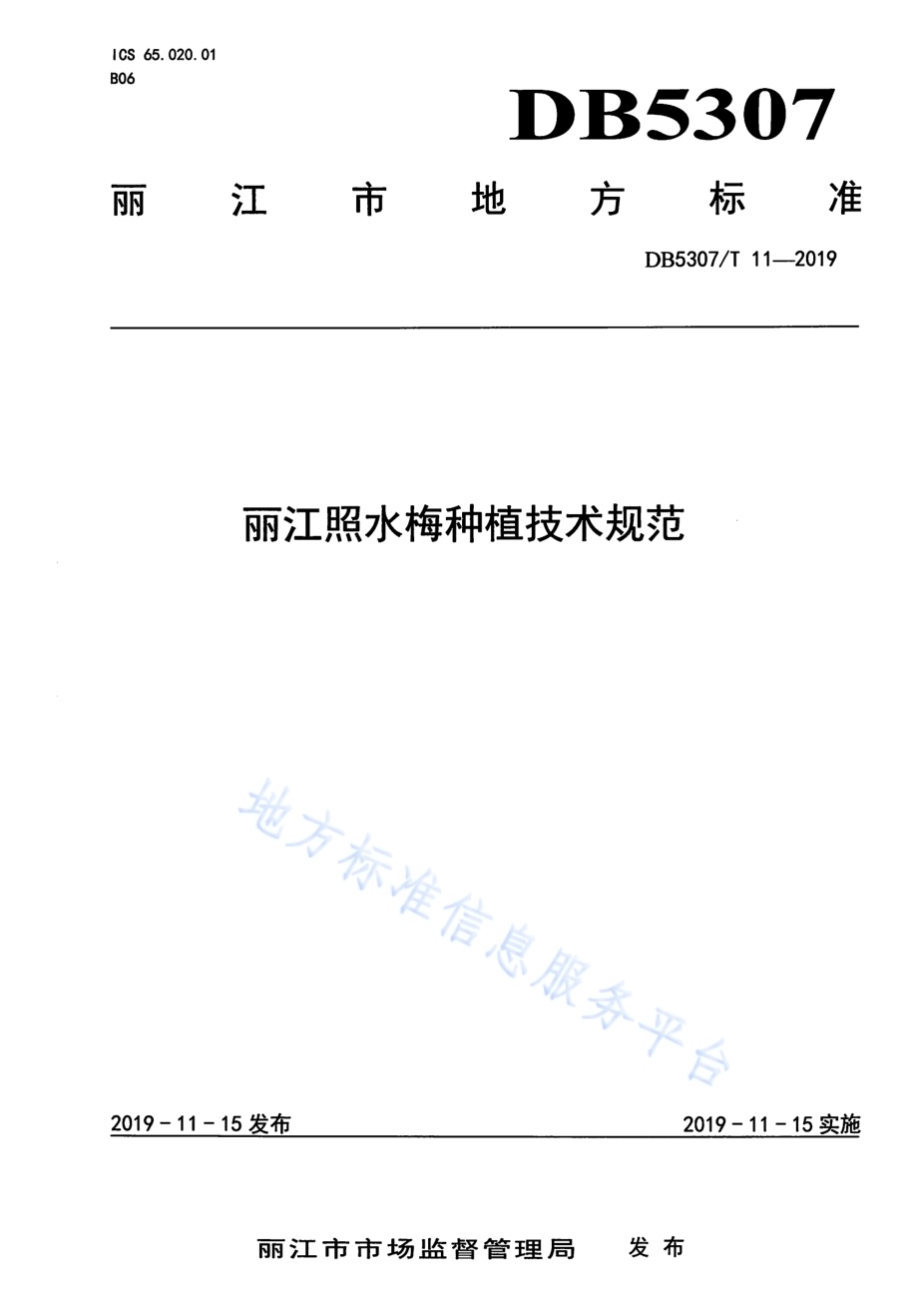 丽江照水梅种植技术规范DB 5307／T 11-2019.pdf_第1页