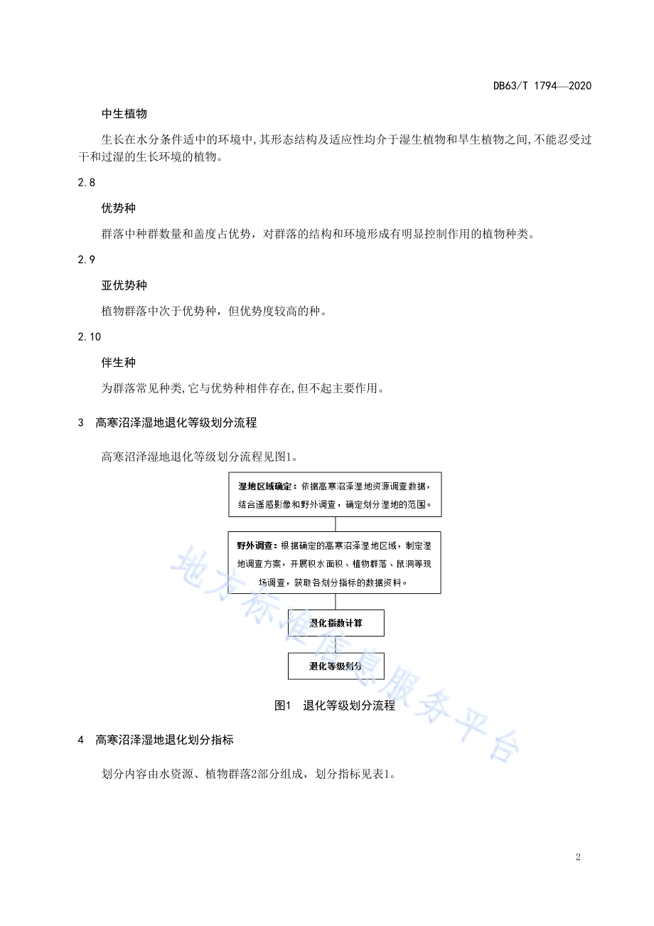 高寒沼泽湿地退化等级划分DB63／T 1794-2020.pdf_第5页