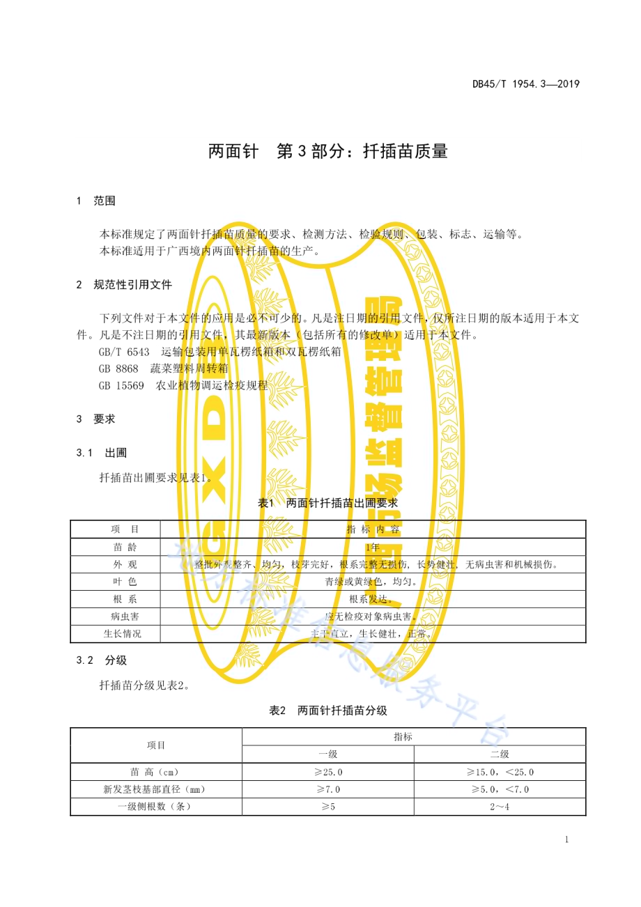 两面针 第3部分：扦插苗质量DB45／T 1954.3-2019.pdf_第5页