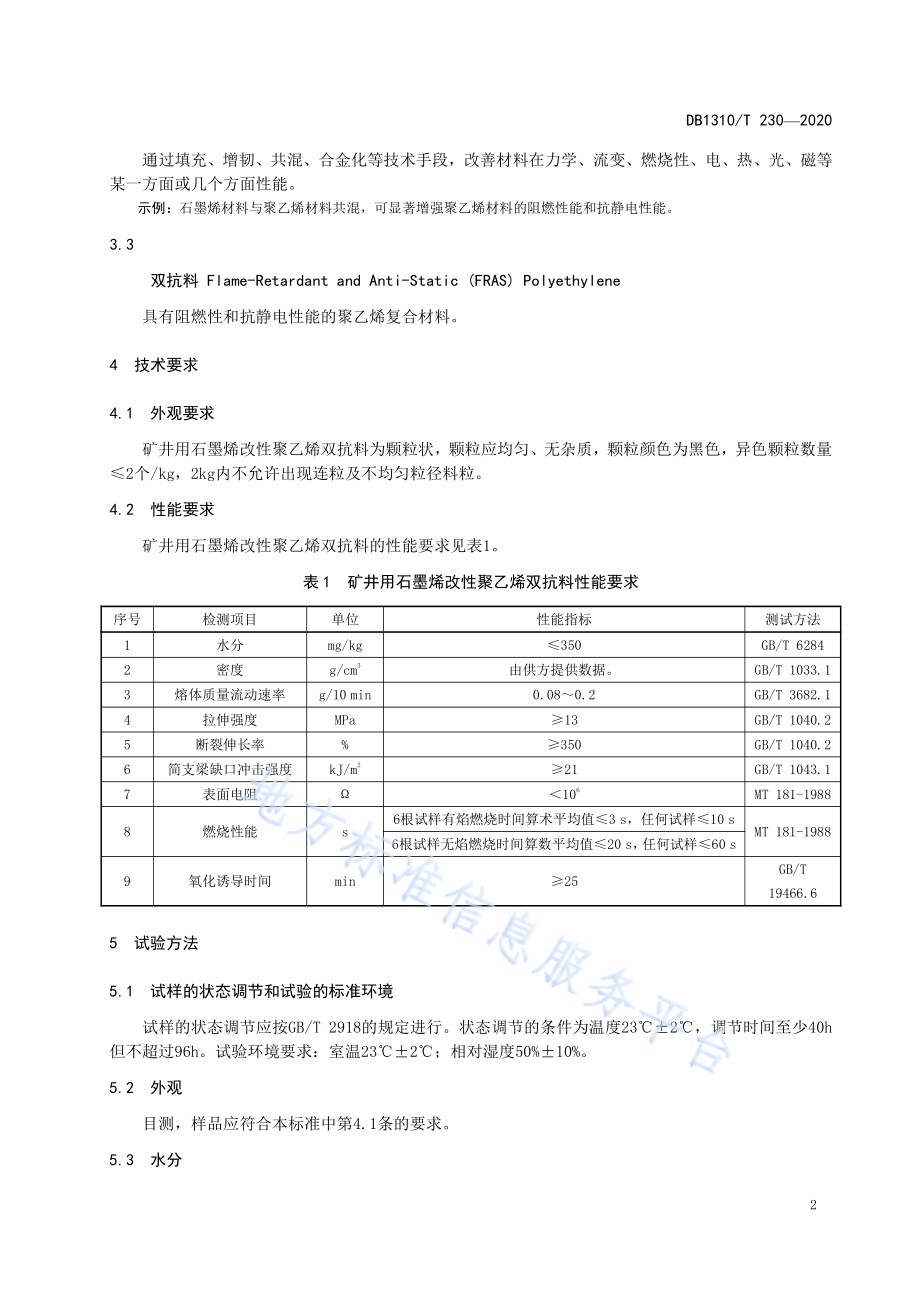矿井用石墨烯改性聚乙烯双抗料技术规范DB1310／T 230—2020.pdf_第4页