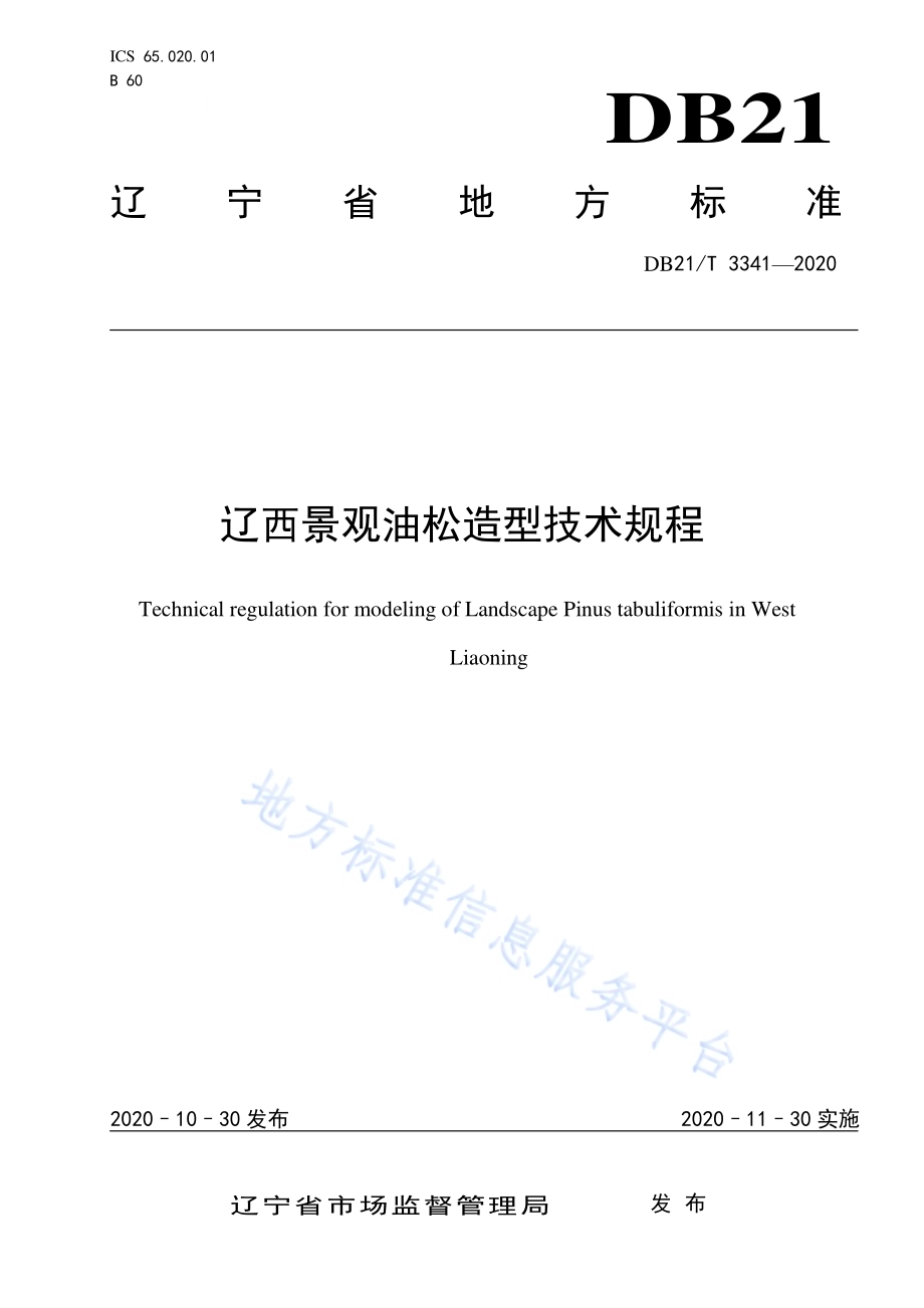 辽西景观油松造型技术规程DB21／T 3341－2020.pdf_第1页