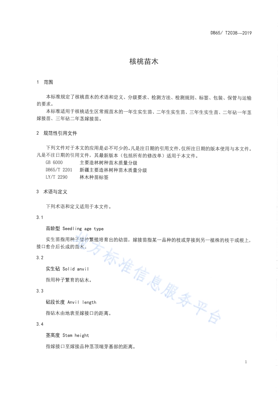 核桃苗木DB65／T 2038-2019.pdf_第3页