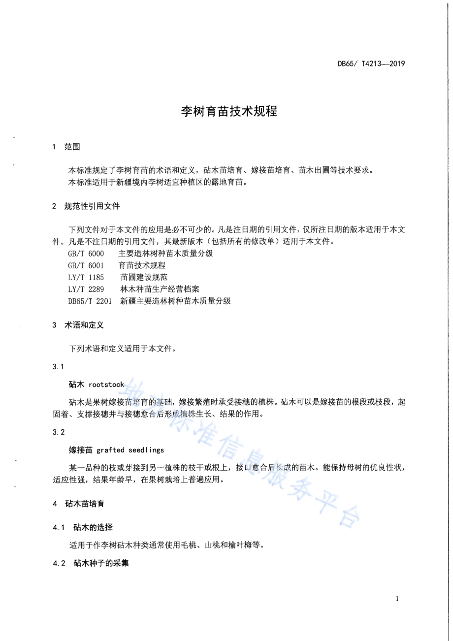 李树育苗技术规程DB65／T 4213-2019.pdf_第5页