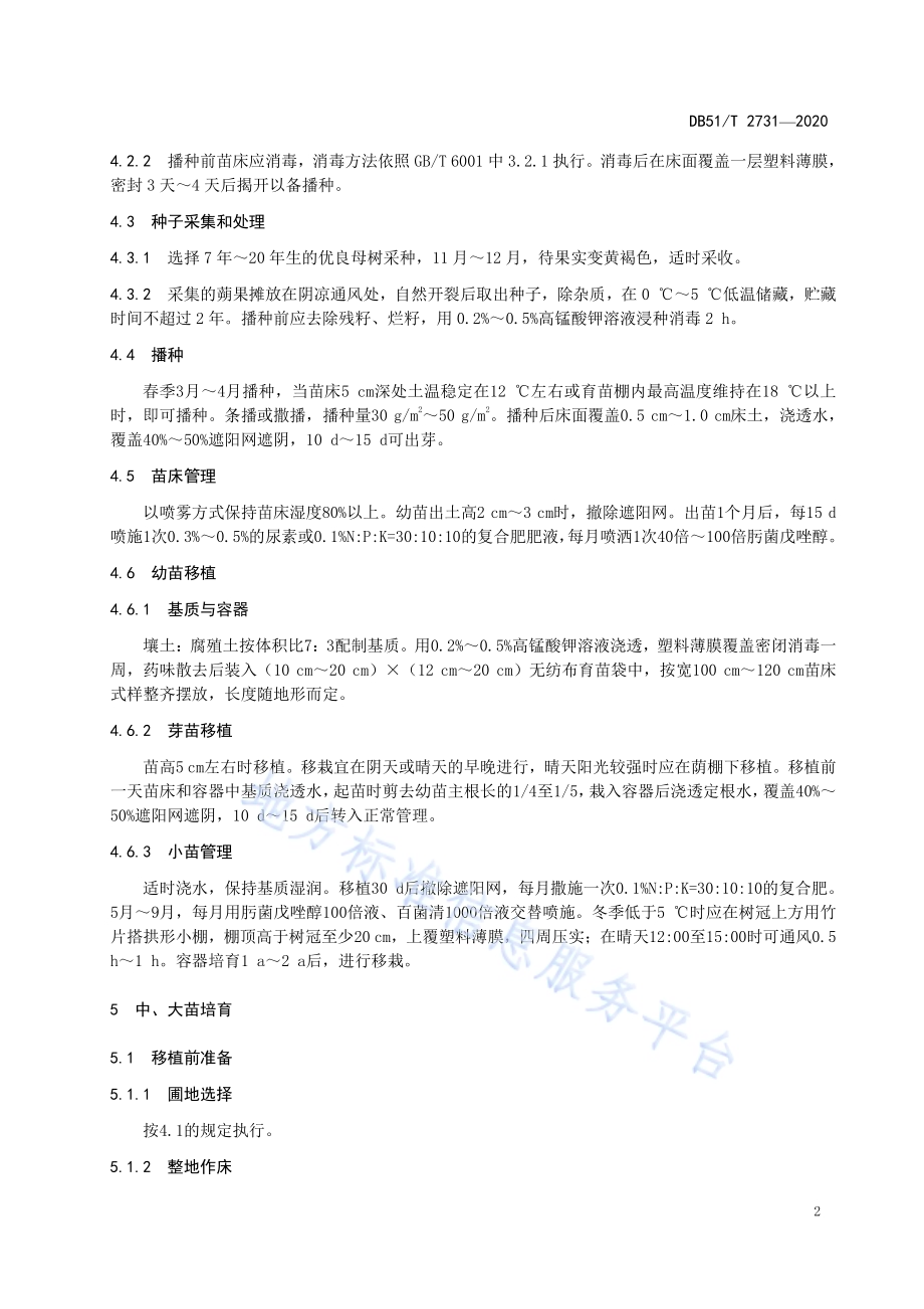 蓝花楹观赏苗木播种培育技术规程DB51／T 2731-2020.pdf_第5页
