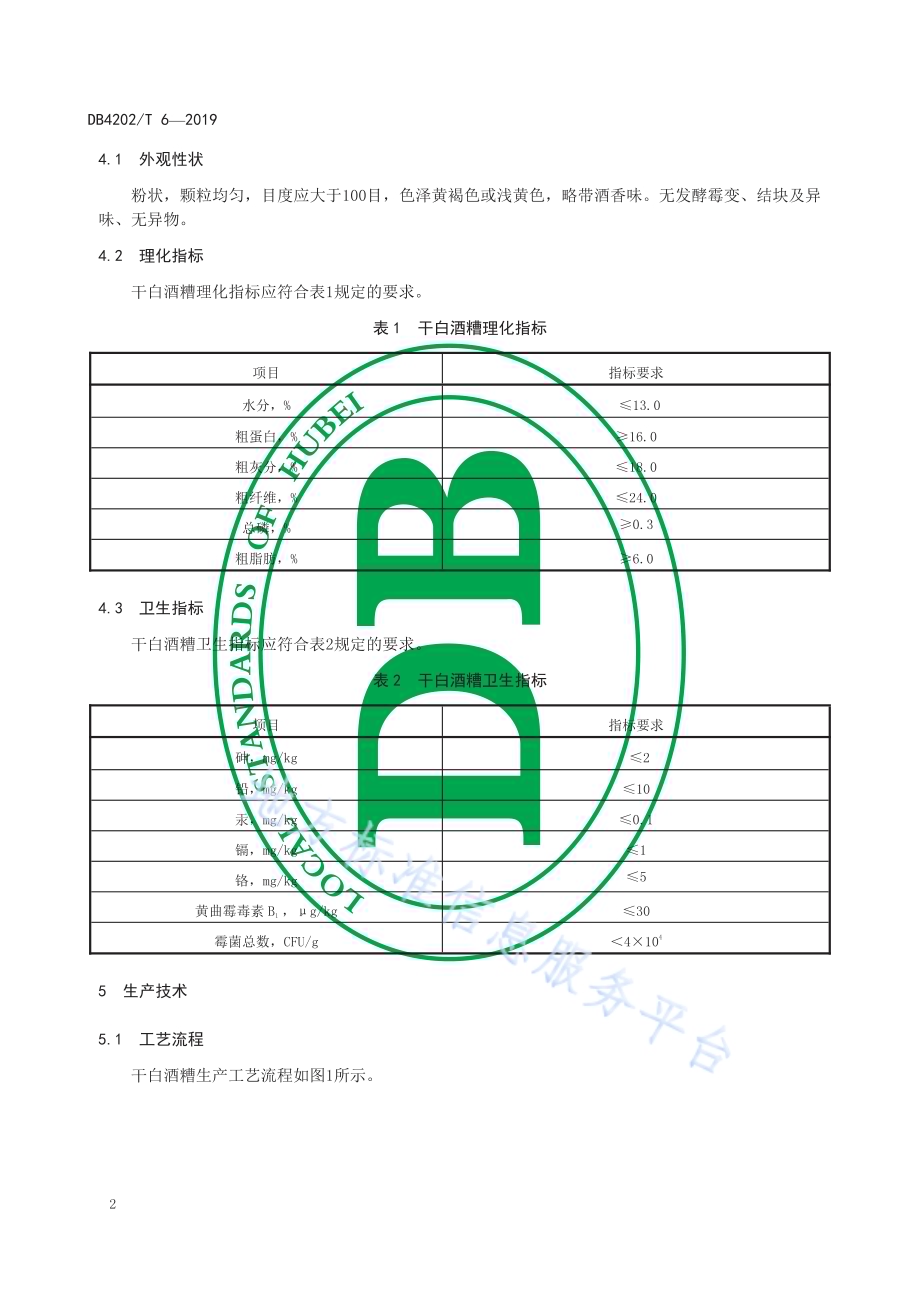 干白酒糟生产技术规程DB 4202／T 6-2019.pdf_第4页