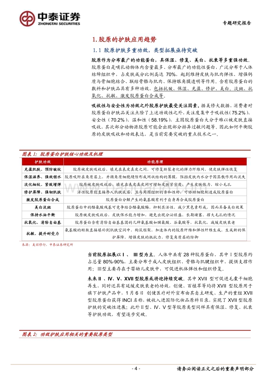 20230212_中泰证券_美容护理行业证券研究报告：从巨子产品结构看胶原护肤趋势_18页.pdf_第4页