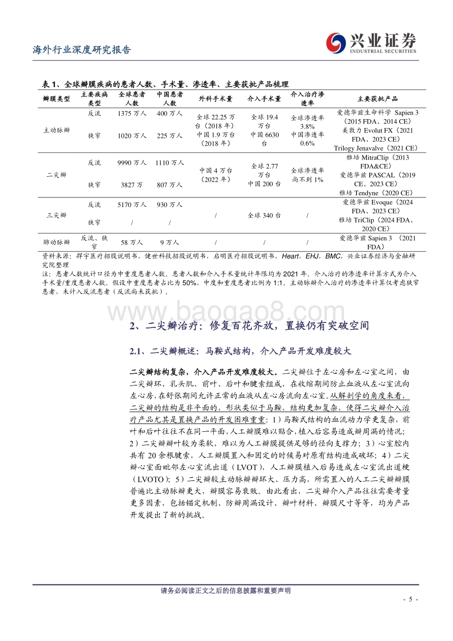 20240410_兴业证券_二尖瓣、三尖瓣治疗行业深度：蓝海市场亟待发掘置换进展值得期待_35页.pdf_第5页