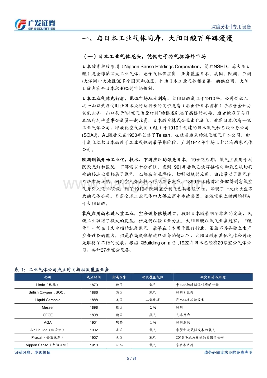 20240421_广发证券_专用设备行业：后起之秀大阳日酸如何走向全球_31页.pdf_第5页
