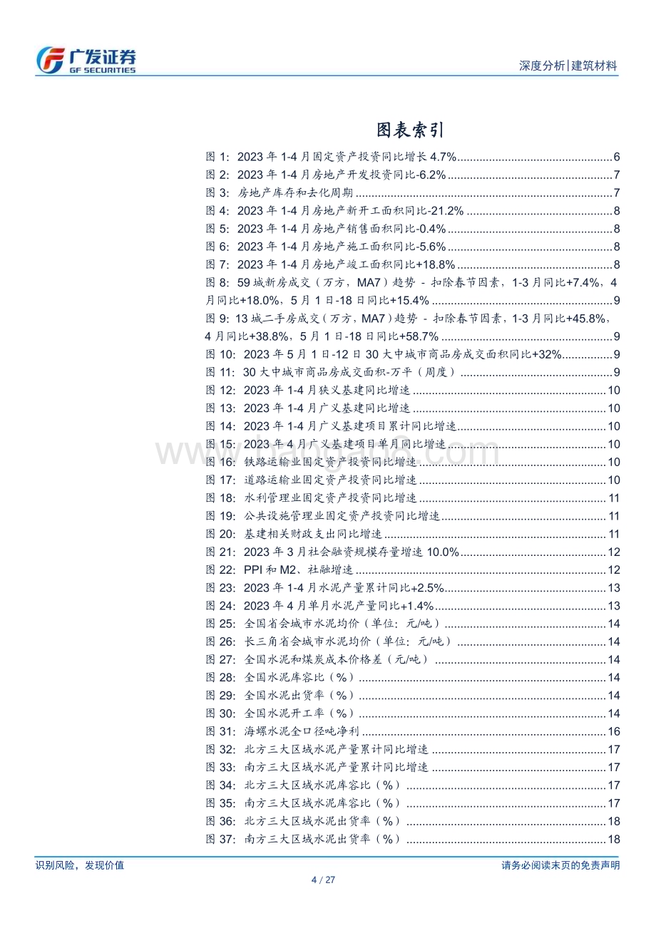 20230524_广发证券_建筑材料行业证券研究报告：地产投资延续较弱水泥供需压力加大5月玻璃出货放缓_27页.pdf_第4页