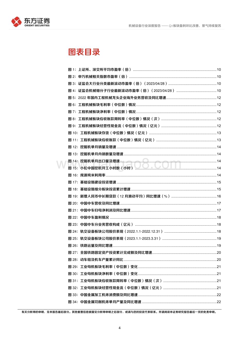 20230511_东方证券_机械设备行业2022&23Q1财报综述：Q1板块盈利环比改善景气持续复苏_51页.pdf_第4页