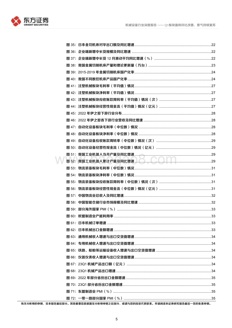 20230511_东方证券_机械设备行业2022&23Q1财报综述：Q1板块盈利环比改善景气持续复苏_51页.pdf_第5页