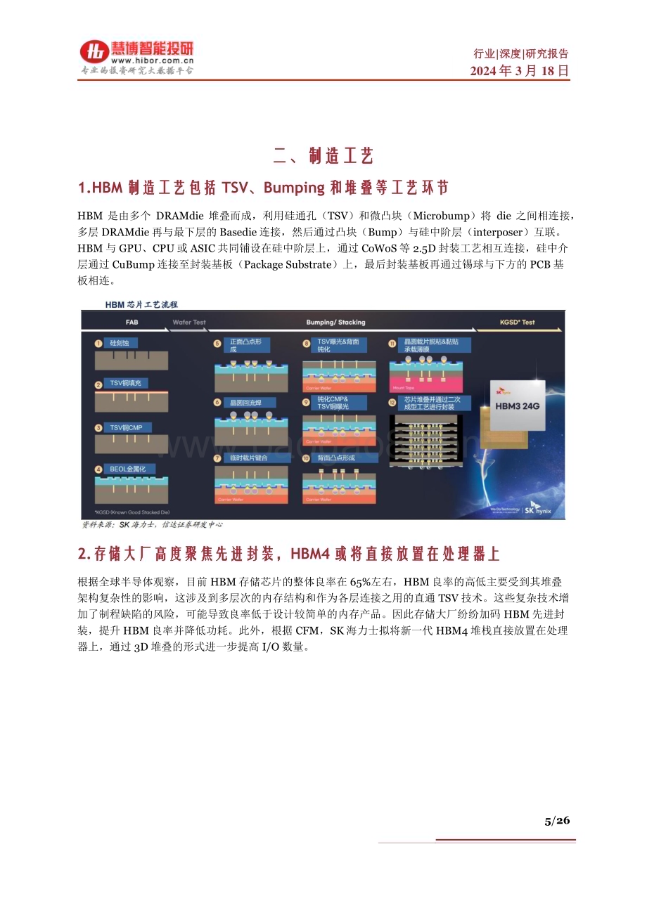 20240318_慧博智能投研_HBM行业深度：制造工艺、发展现状、竞争格局、市场测算及相关公司深度梳理_26页.pdf_第5页