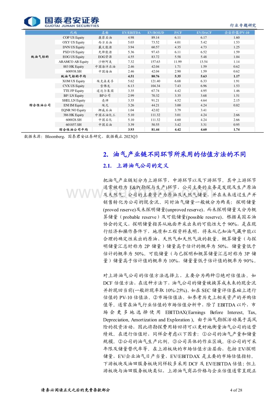20240221_国泰君安_石油与天然气行业石化央企专题研究：海内外油公司估值方法与红利策略探讨_28页.pdf_第4页