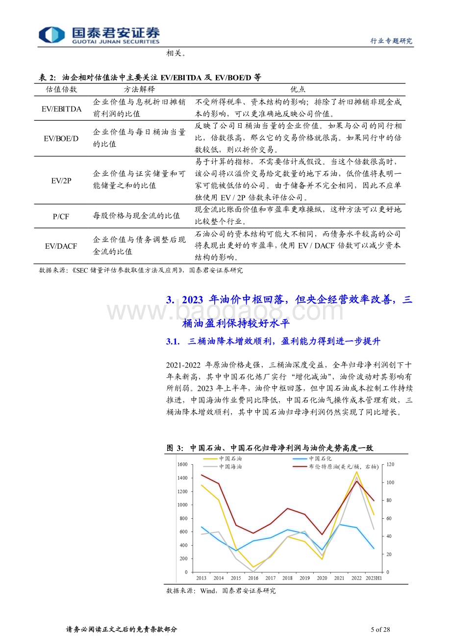 20240221_国泰君安_石油与天然气行业石化央企专题研究：海内外油公司估值方法与红利策略探讨_28页.pdf_第5页