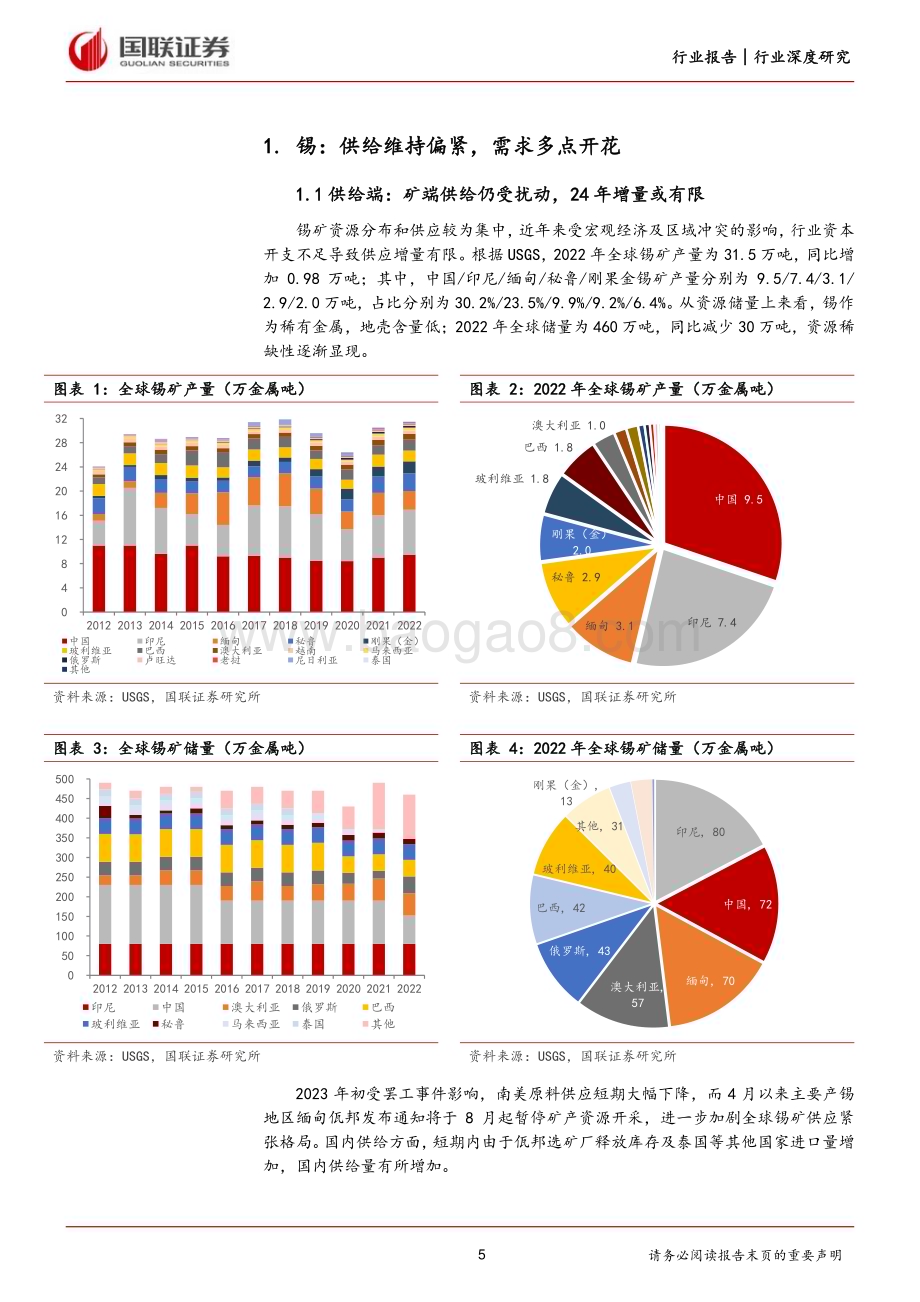 20240115_国联证券_工业金属行业深度研究：锡价有望上行聚焦行业龙头_26页.pdf_第5页