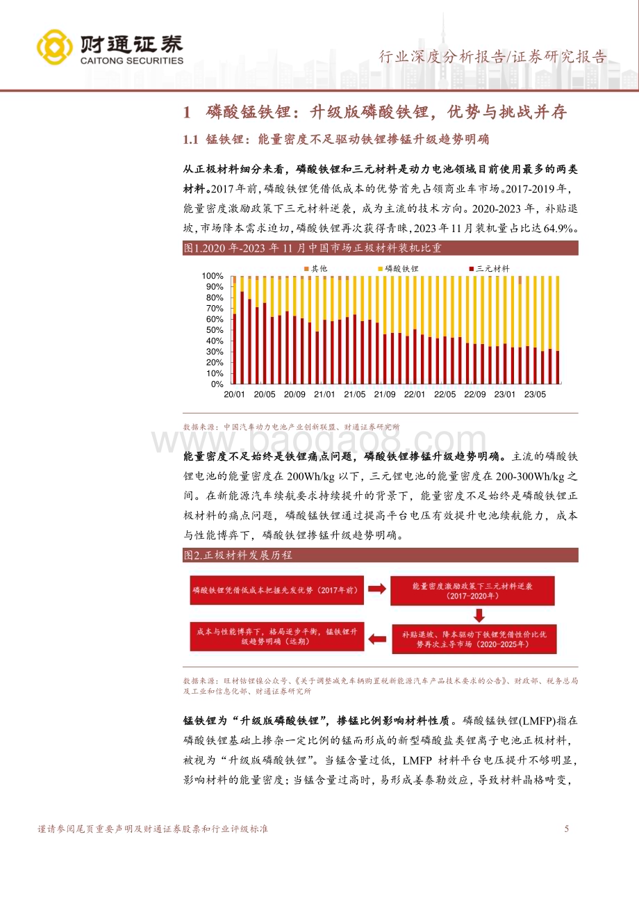 20240131_财通证券_磷酸锰铁锂行业深度报告：成本+性能双优锰铁锂产业化落地在即_23页.pdf_第5页