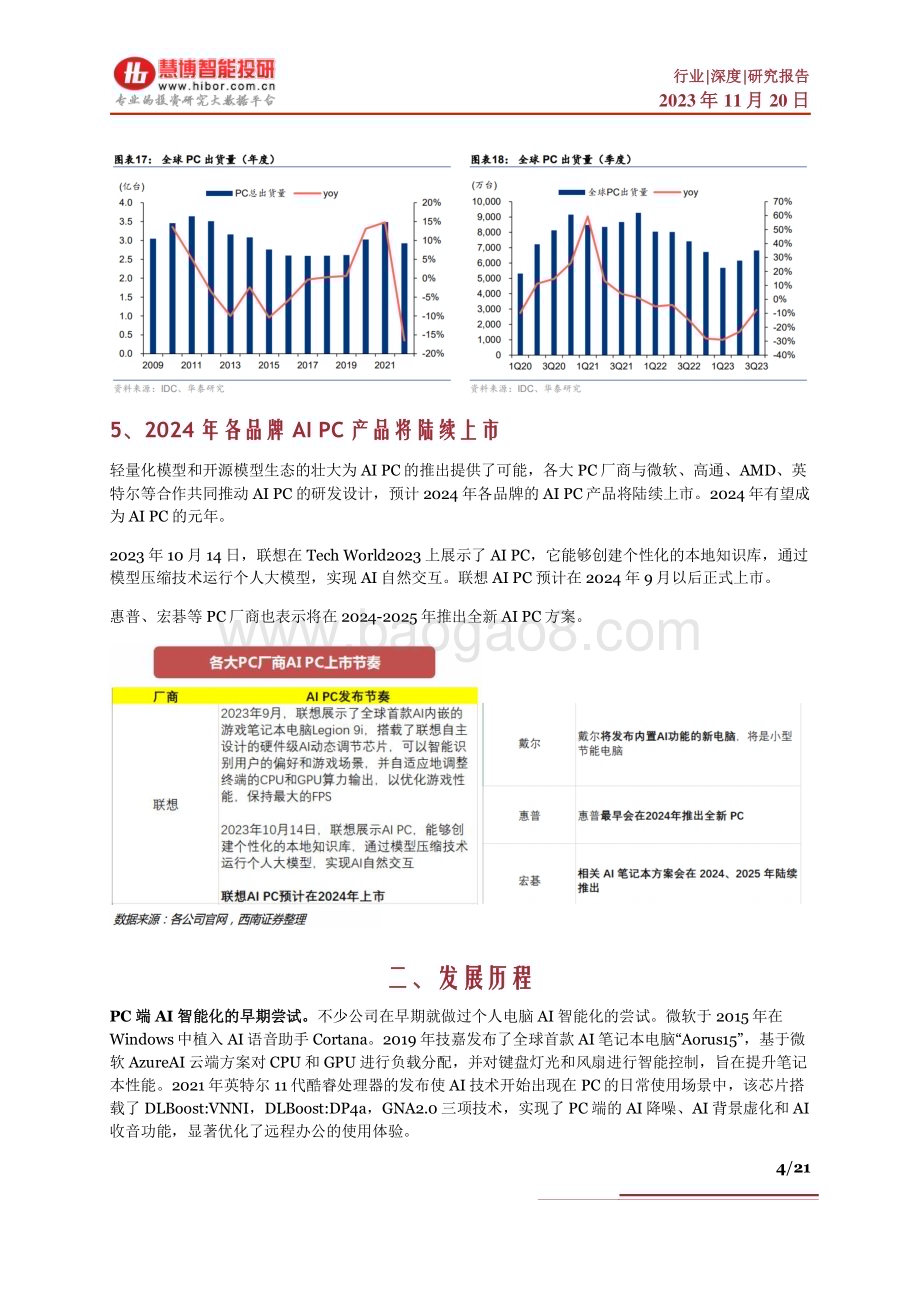 20231120_慧博智能投研_AI PC行业深度报告：格局演变、发展趋势、产业链及相关公司深度梳理_21页.pdf_第4页