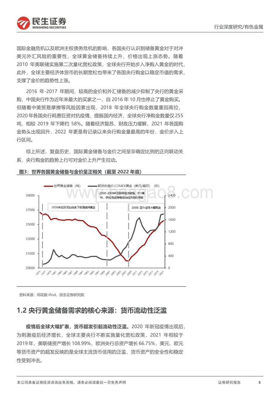 20230323_民生证券_黄金行业证券研究报告：央行视角下的黄金储备与金价的关系_29页.pdf_第5页