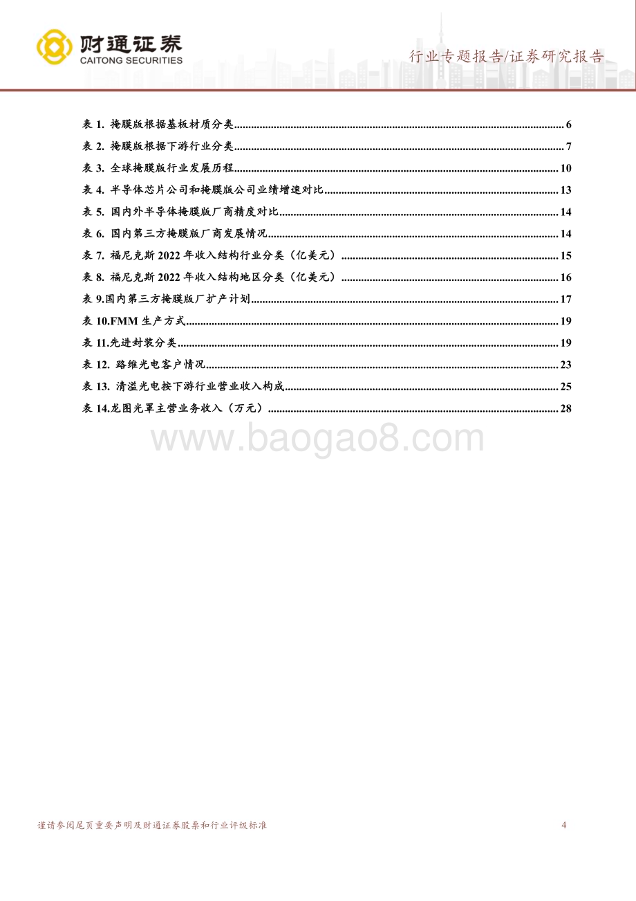 20240307_财通证券_掩膜版行业深度报告：光刻环节关键材料国产掩膜版大有可为_31页.pdf_第4页