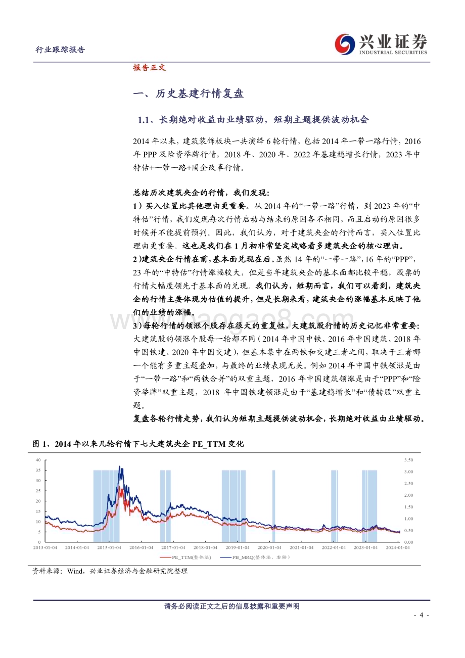 20240130_兴业证券_建筑装饰行业：建筑央企历史行情复盘本轮有何相同与不同_23页.pdf_第4页