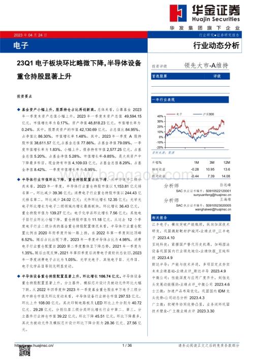 20230424_华金证券_电子行业证券研究报告：23Q1电子板块环比略微下降半导体设备重仓持股显著上升_37页.pdf