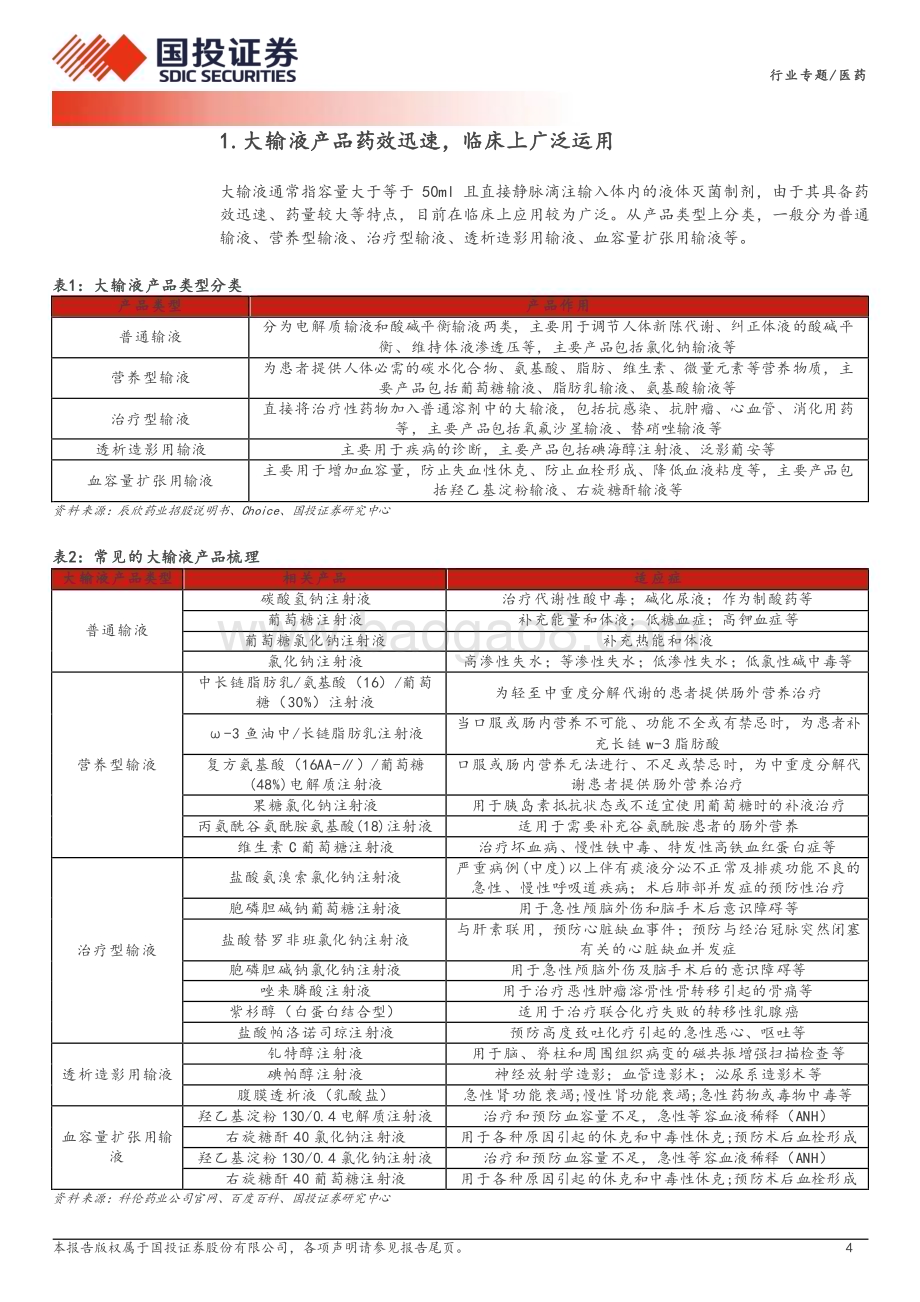20240424_国投证券_医药行业专题：终端用量回升且供需格局优化大输液行业步入高质量发展阶段_20页.pdf_第4页