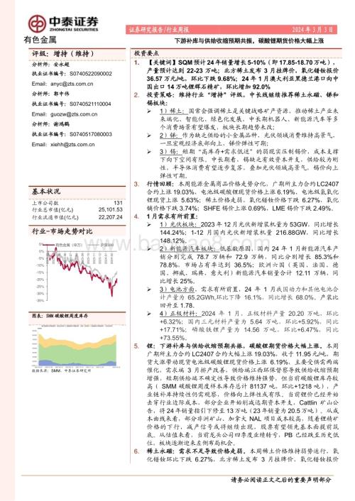 20240303_中泰证券_有色金属行业：下游补库与供给收缩预期共振碳酸锂期货价格大幅上涨_22页.pdf