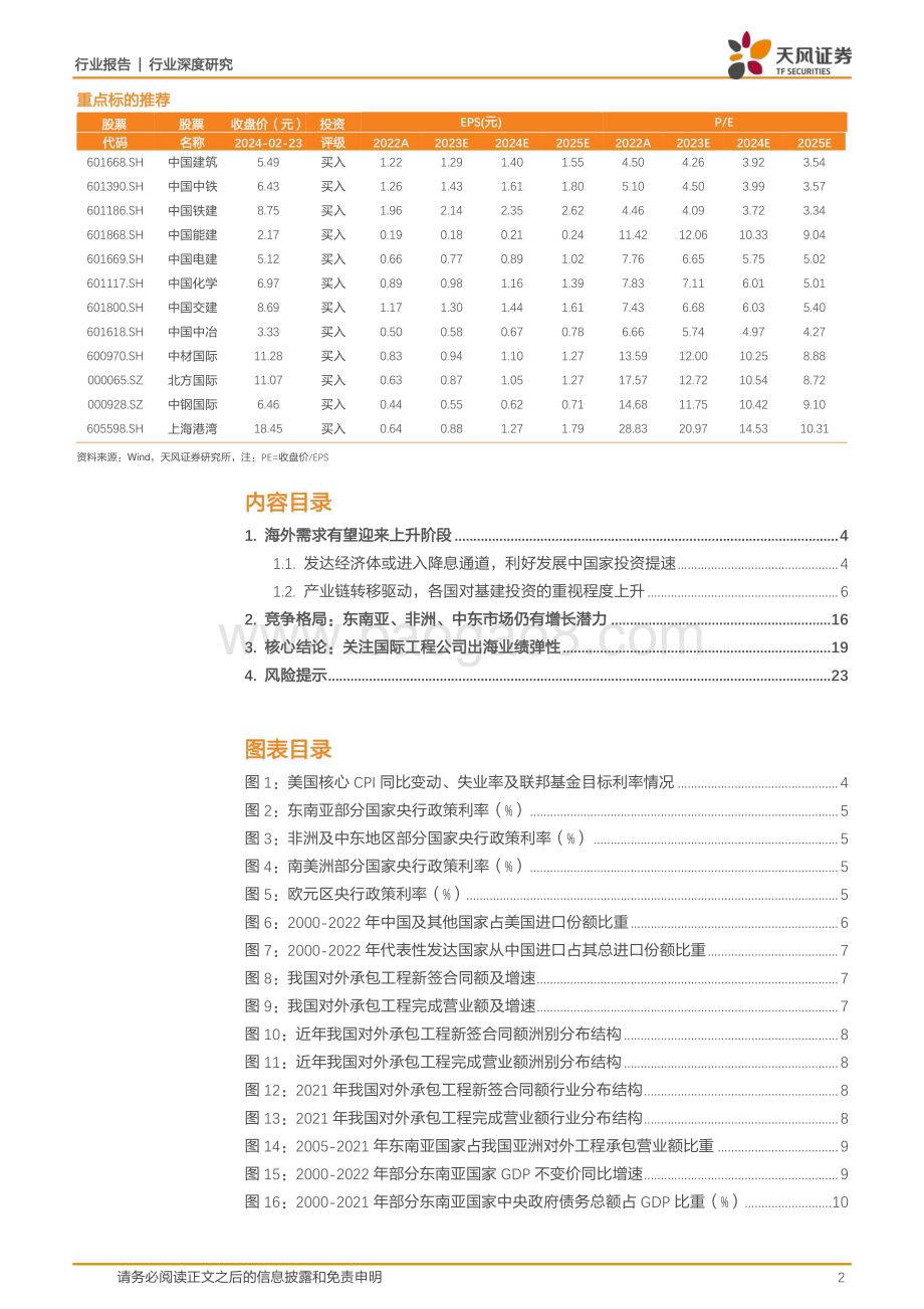 20240226_天风证券_建筑装饰行业深度研究：海外基建市场能否成为国内建筑企业的增长核心？_24页.pdf_第2页