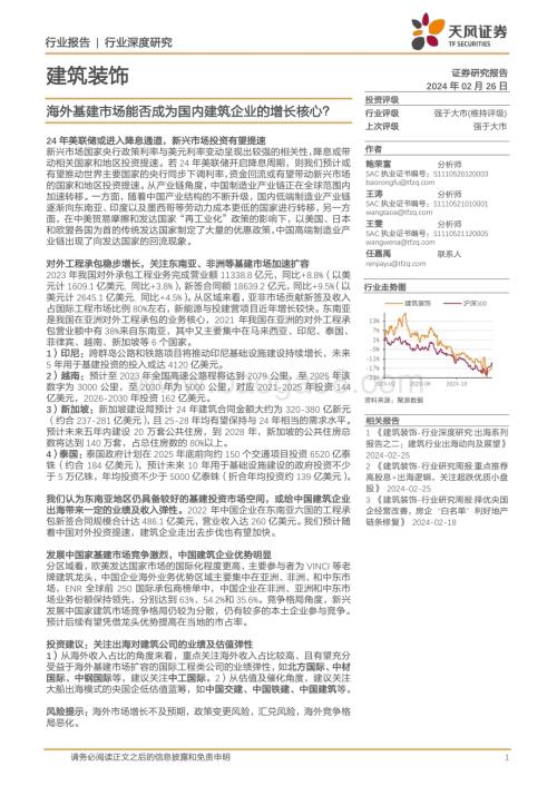 20240226_天风证券_建筑装饰行业深度研究：海外基建市场能否成为国内建筑企业的增长核心？_24页.pdf