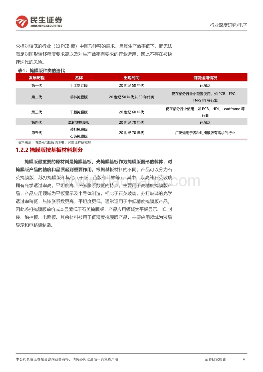 20231104_民生证券_掩膜版行业证券研究报告：光刻蓝本亟待突破国产替代大有可为_45页.pdf_第4页