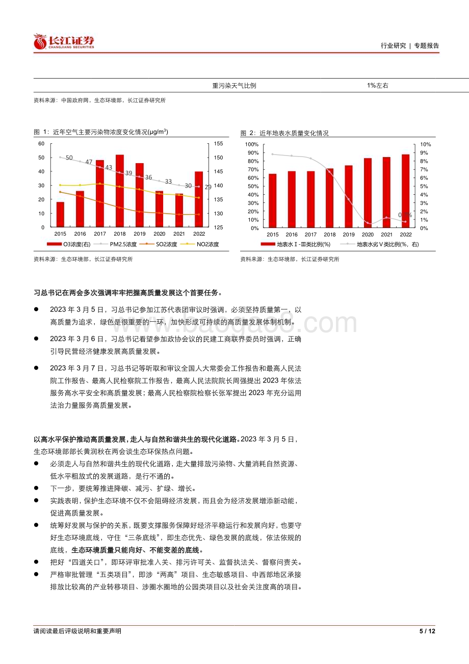 20230313_长江证券_环保行业证券研究报告：两会统筹推进降碳、减污、扩绿、增长走和谐共生之路_13页.pdf_第5页