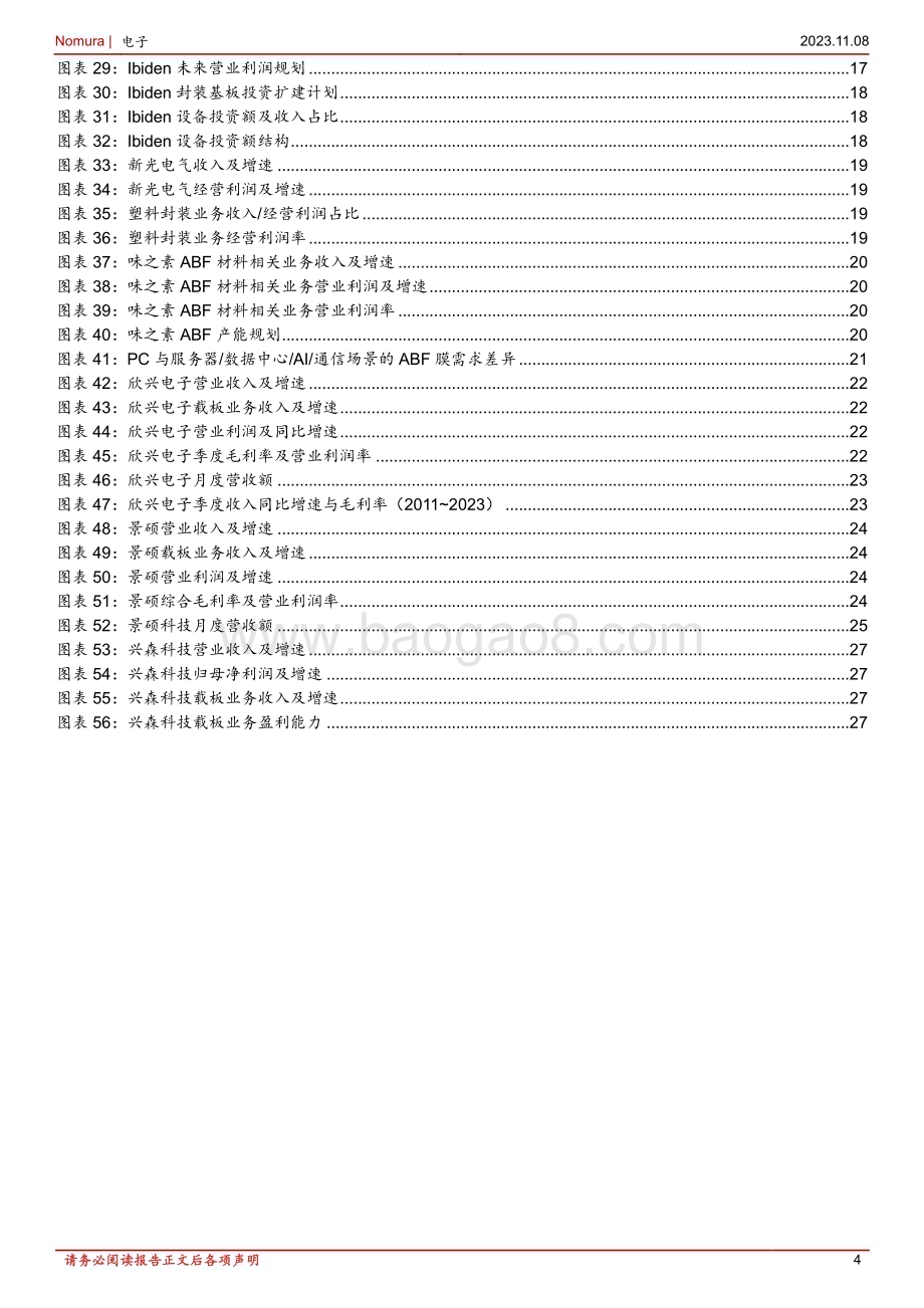 20231108_野村东方国际证券_IC载板行业分析报告：周期与成长性周期探底、AI加成IC载板望重振_31页.pdf_第4页