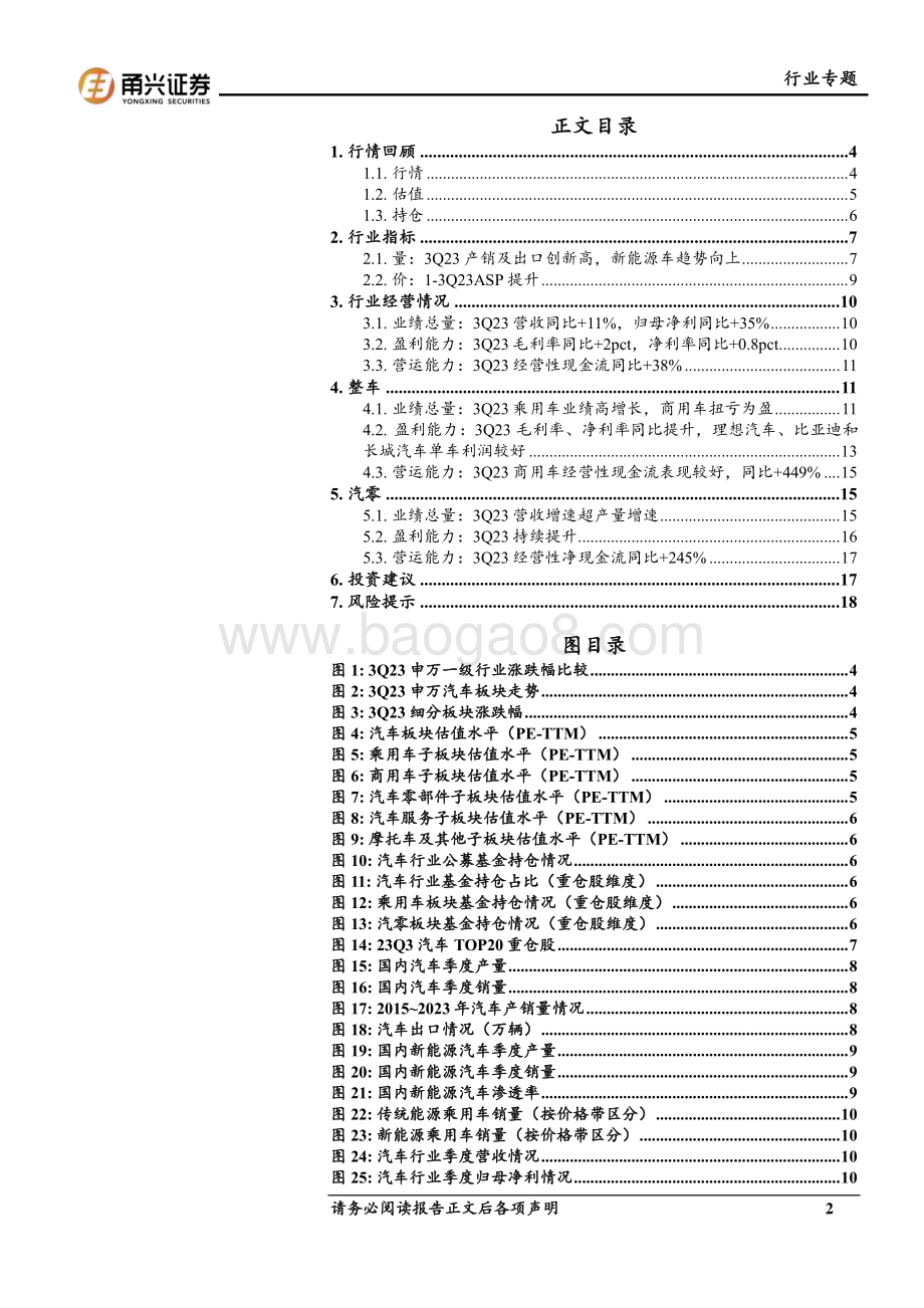 20231119_甬兴证券_汽车行业3Q23业绩点评：产销创新高推动业绩向上_20页.pdf_第2页