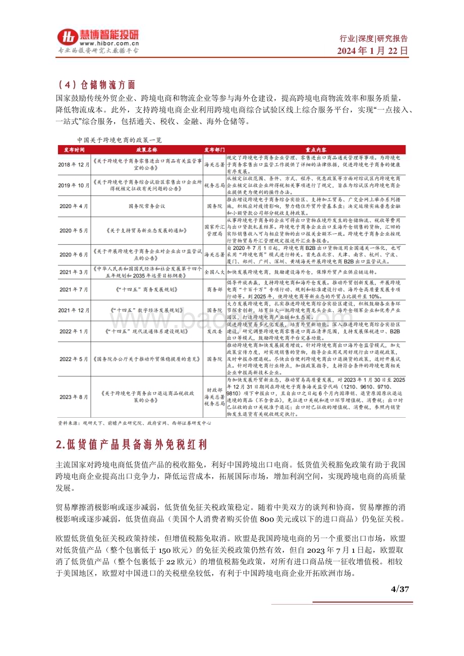 20240122_慧博智能投研_跨境电商行业深度：驱动因素、发展现状、未来展望、产业链及相关公司深度梳理_37页.pdf_第4页