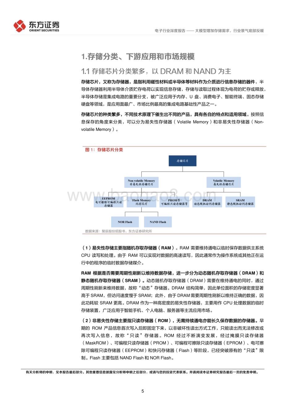 20230417_东方证券_电子行业证券研究报告：大模型增加存储需求行业景气底部反暖_22页.pdf_第5页