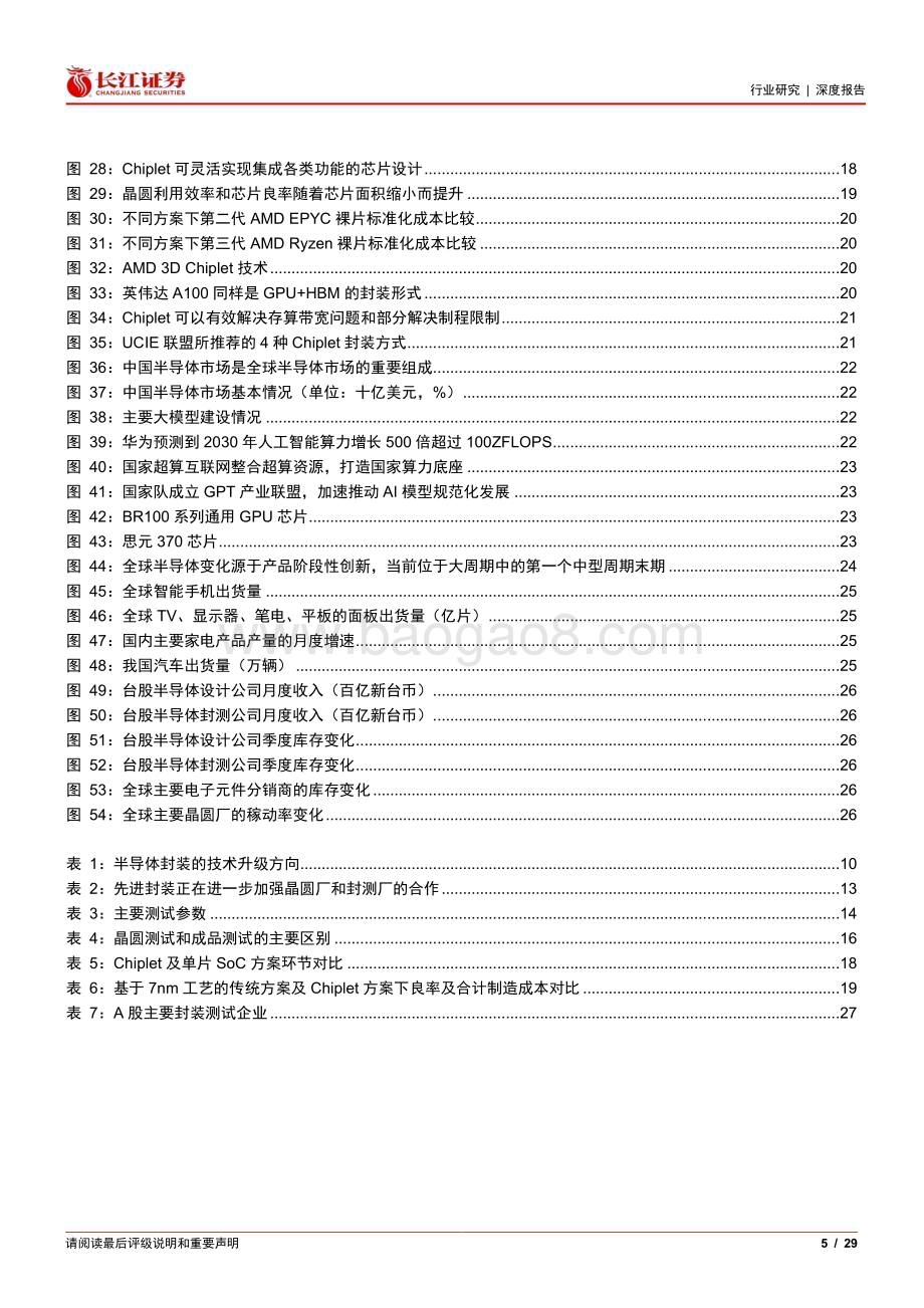20230527_长江证券_半导体与半导体生产设备行业：景气回暖+Chiplet加速应用封测行业多重β演绎长期成长逻辑_29页.pdf_第5页