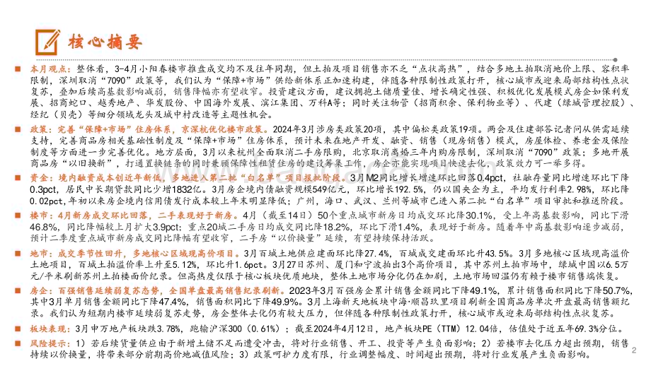 20240415_平安证券_地产行业：小阳春冷热不均核心地块项目高热_20页.pdf_第2页