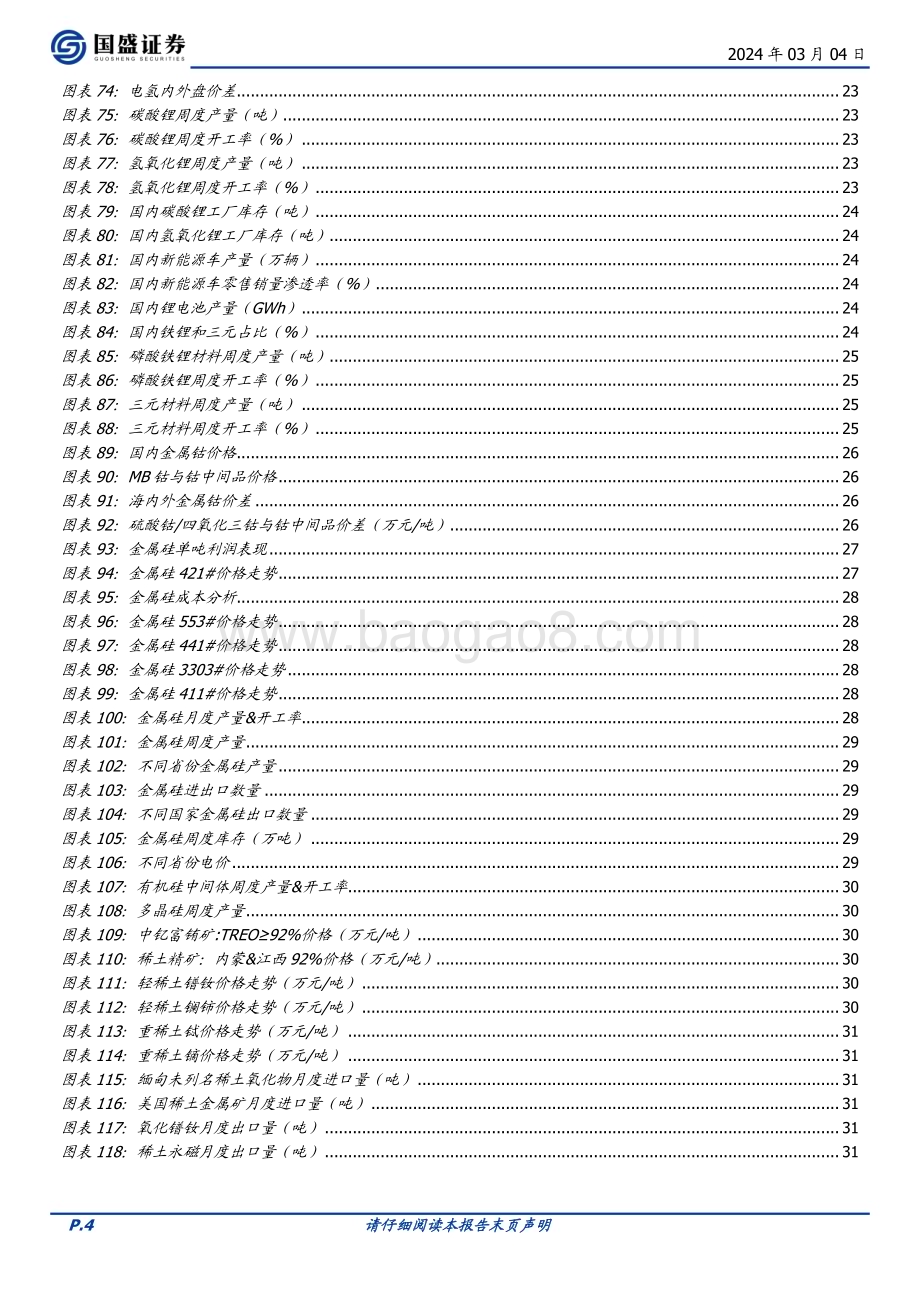 20240304_国盛证券_有色金属行业：通胀与就业数据双降金价反弹补库预期下锂价或偏强震荡_33页.pdf_第4页