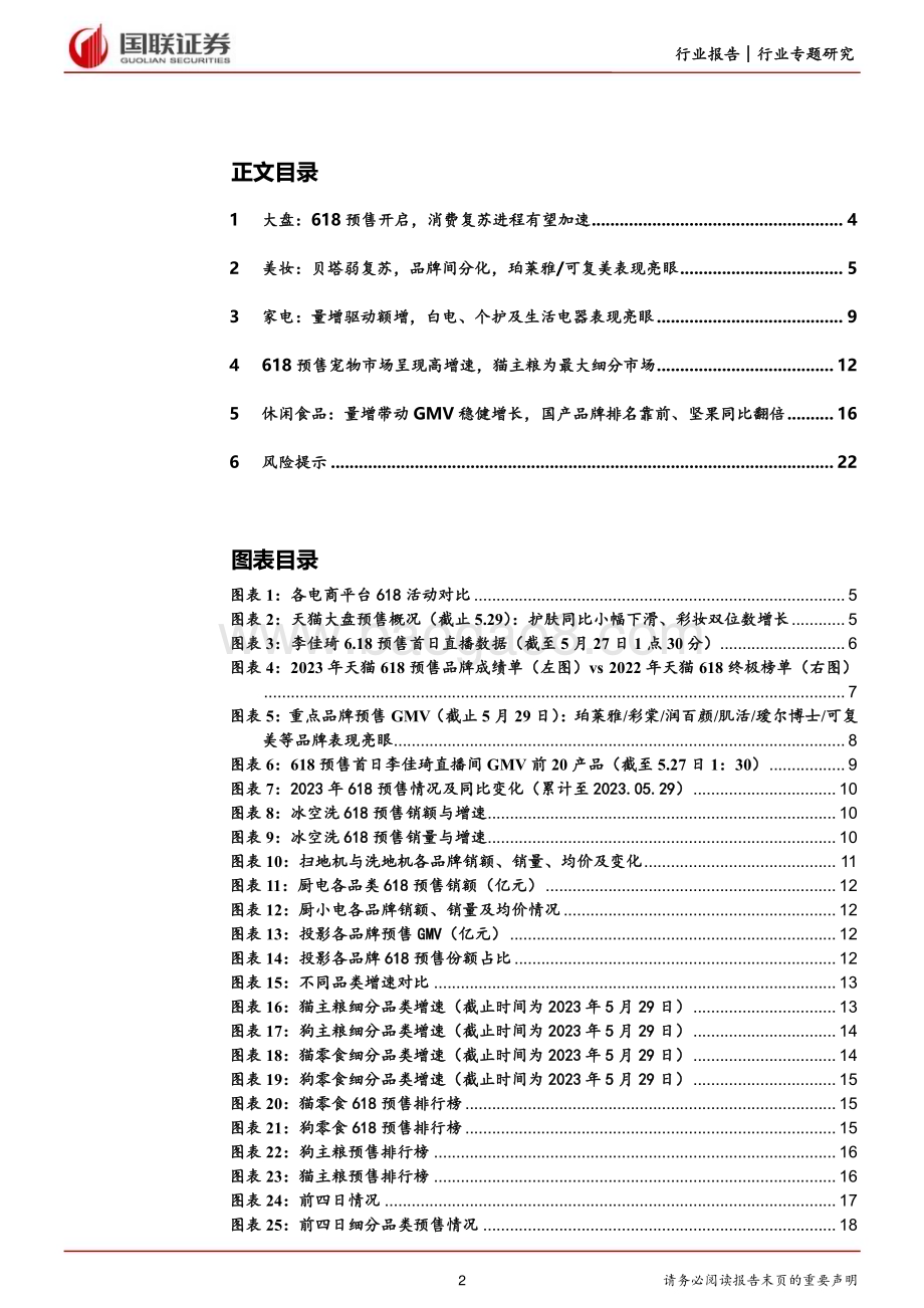 20230531_国联证券_电商行业618预售专题：品牌品类表现分化消费复苏有望提速_23页.pdf_第2页