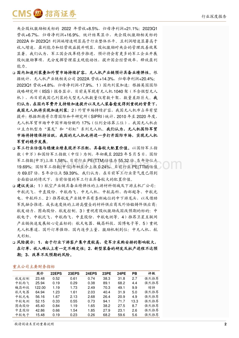 20230510_招商证券_军工行业2022年及2023Q1业绩总结：子行业业绩分化航空航天装备重点方向保持增长_30页.pdf_第2页